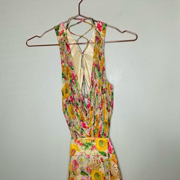 Mac Duggal 9174 Long Formal Multicolored Floral Print Chiffon Gown Dress Size 10 - Picture 14 of 16